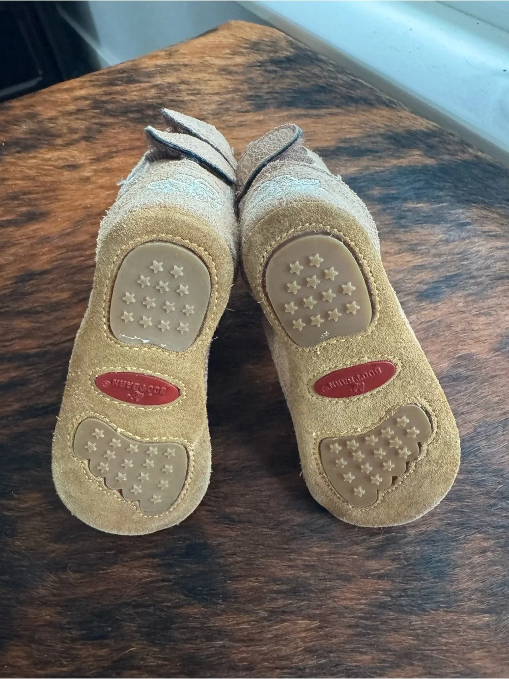 Infant 3C Tan Suede Western Boots with White Floral Embroidery